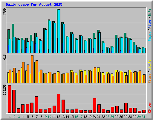 Daily usage for August 2025